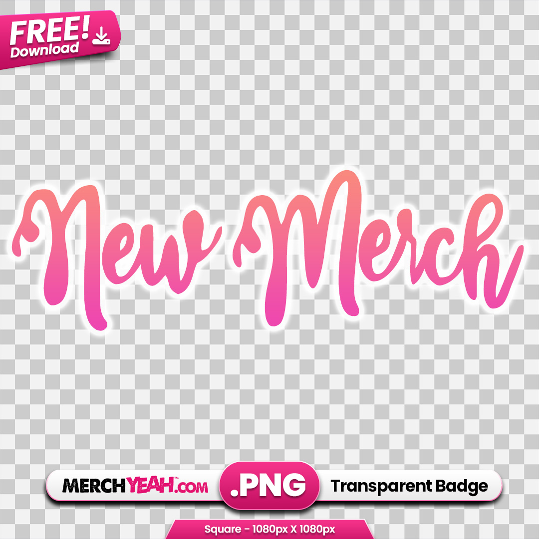 Pink New Merch Script Sticker