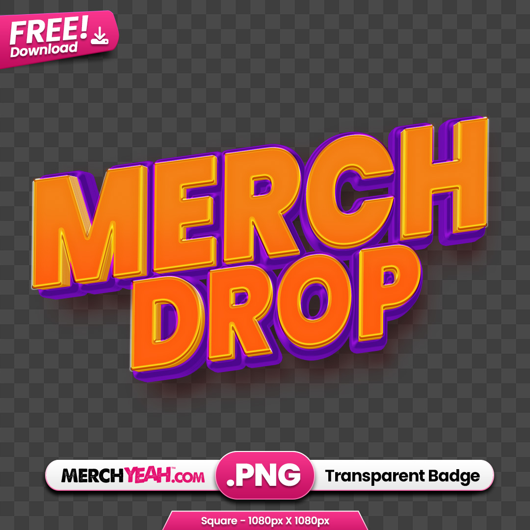 Merch Drop Purple and Orange Text