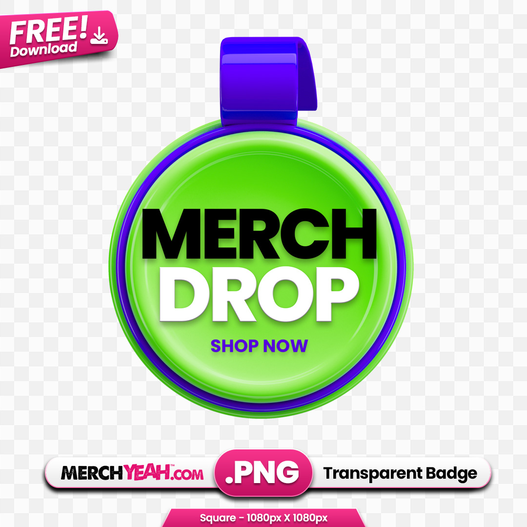 Merch Drop Purple and Green Circle Tag